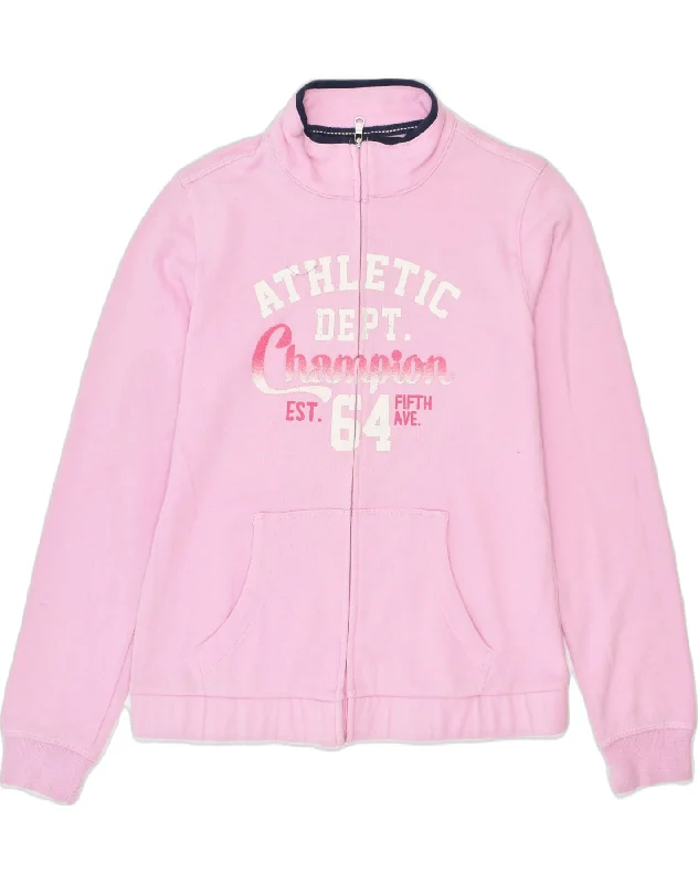 men's black jackets -CHAMPION Girls Graphic Tracksuit Top Jacket 11-12 Years Large Pink Cotton