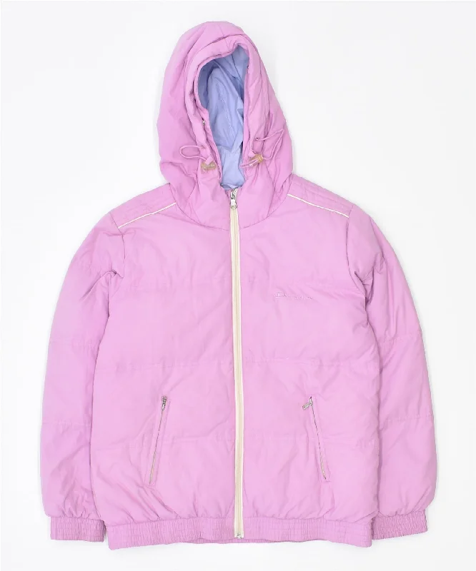 men's jacket with fur collar -CHAMPION Girls Hooded Padded Jacket 11-12 Years Large Pink Polyester