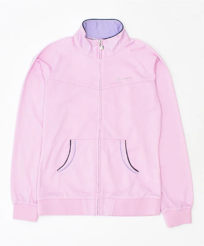 men's smart jackets -CHAMPION Girls Tracksuit Top Jacket 13-14 Years XL Pink Polyester