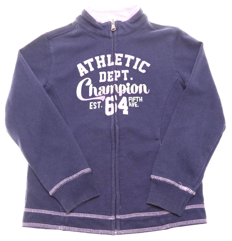 men's leather jackets -CHAMPION Girls Tracksuit Top Jacket 5-6 Years XS Blue Cotton