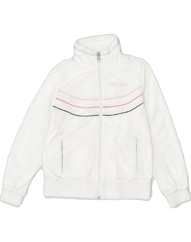 men's jacket for fall weather -CHAMPION Girls Tracksuit Top Jacket 5-6 Years XS White Polyester