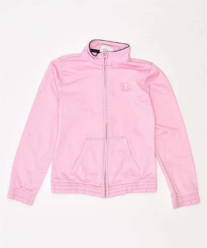 men's grey jackets -CHAMPION Girls Tracksuit Top Jacket 7-8 Years Small Pink Polyester