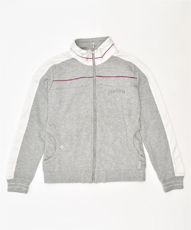 men's military jackets -CHAMPION Girls Tracksuit Top Jacket 9-10 Years Medium Grey Cotton Sports