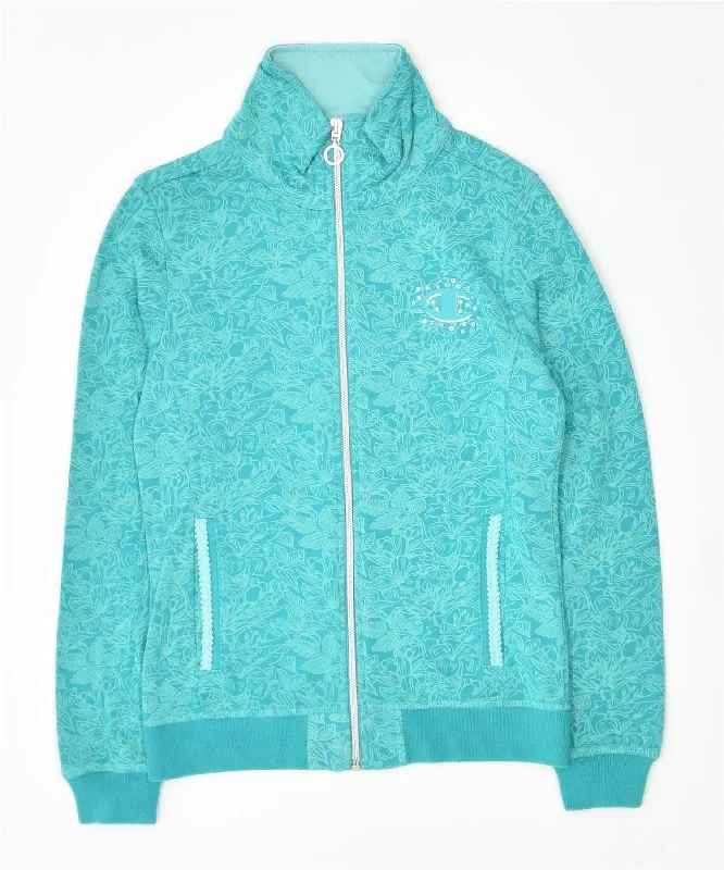 men's insulated snow jackets -CHAMPION Girls Tracksuit Top Jacket 9-10 Years Medium Turquoise Cotton