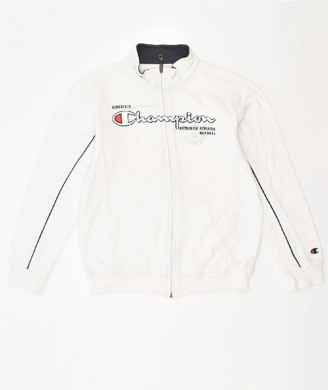 men's hooded jackets -CHAMPION Girls Tracksuit Top Jacket 9-10 Years Medium White Cotton