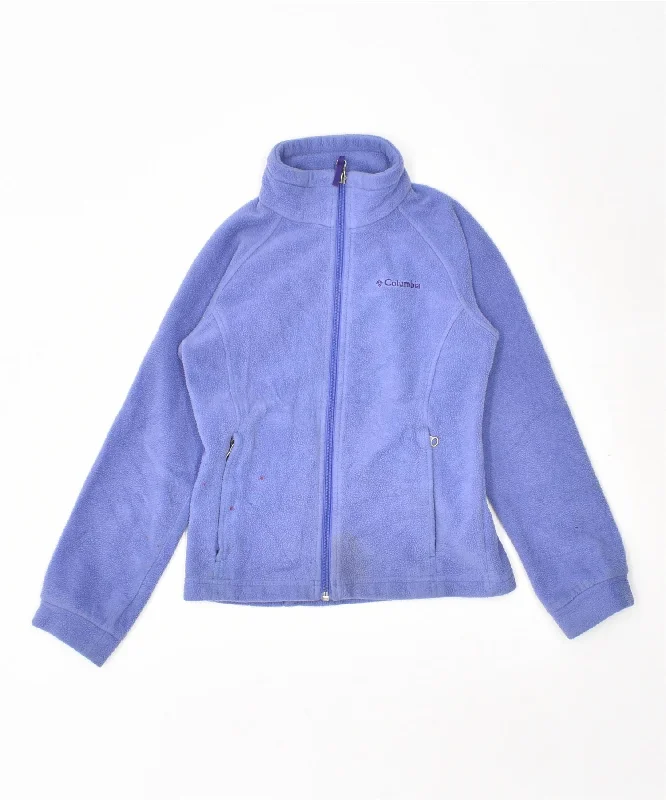 men's tailored jackets -COLUMBIA Girls Fleece Jacket 7-8 Years Small Purple Polyester