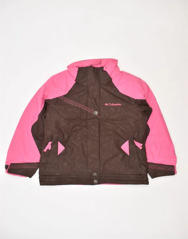 men's army-style jackets -COLUMBIA Girls Windbreaker Jacket 7-8 Years Pink Colourblock Nylon