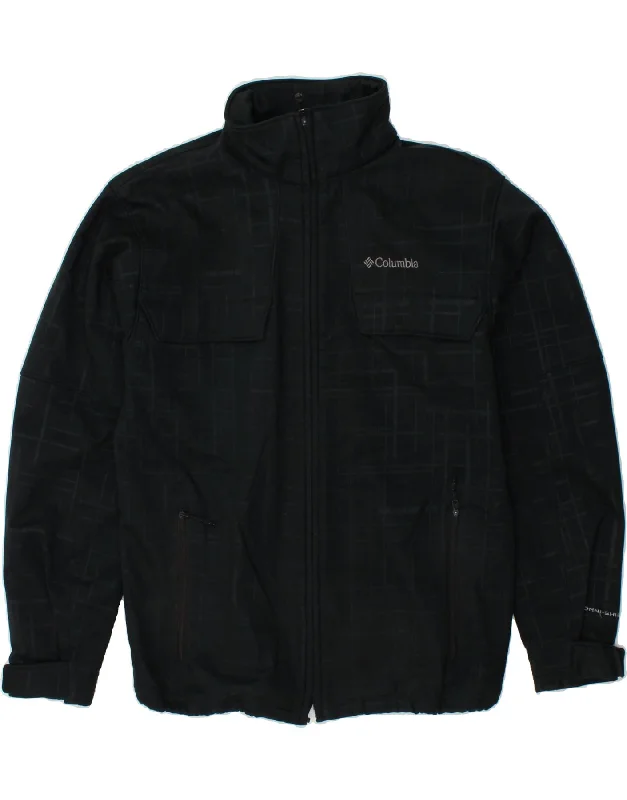 men's jacket with fur collar -COLUMBIA Mens Windbreaker Jacket UK 40 Large Black Check Polyester