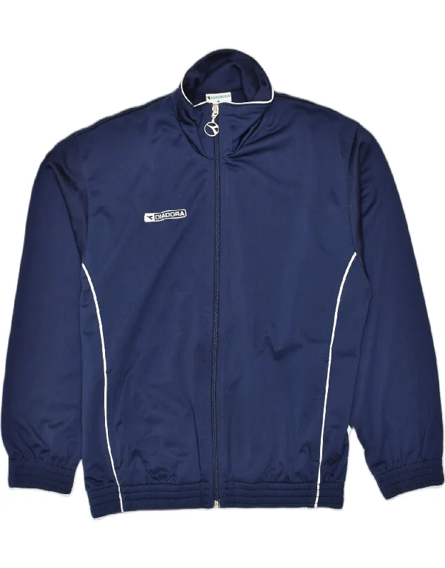 men's outdoor jackets -DIADORA Boys Tracksuit Top Jacket 11-12 Years XL Navy Blue Polyester