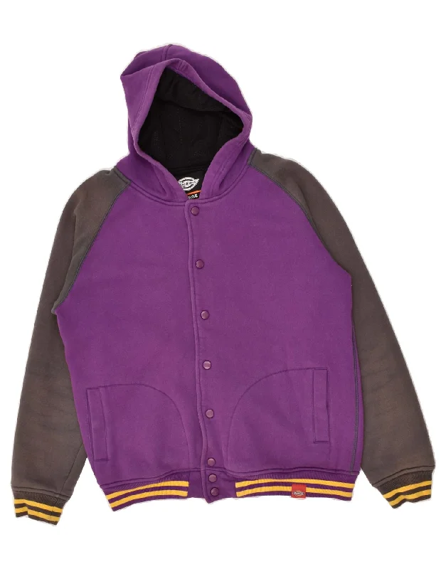 men's zip-up rain jackets -DICKIES Mens Hooded Varsity Jacket UK 40 Large Purple Colourblock