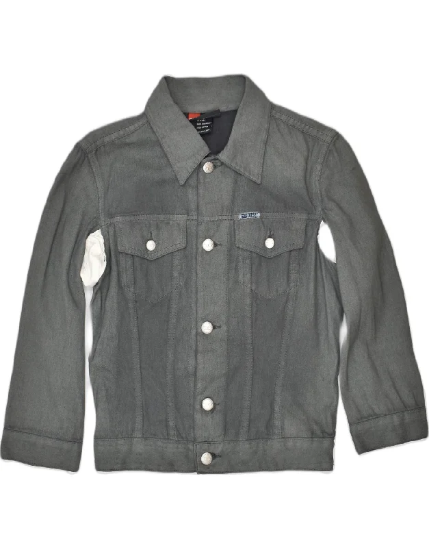 men's athletic jackets -DIESEL Boys Denim Jacket 10-11 Years Small Grey Cotton