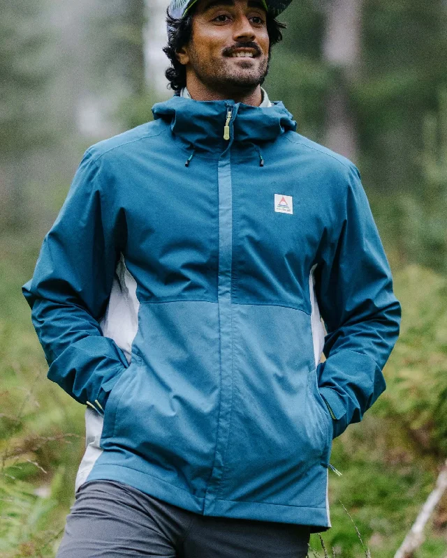 men's lightweight jackets -Downpour Recycled Waterproof Jacket - Tidal Blue/Blue Steel