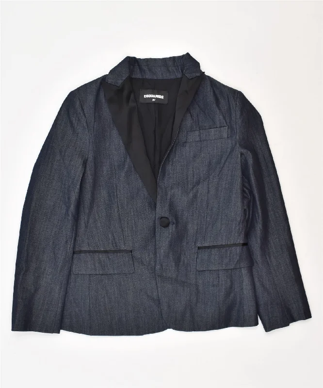 men's lightweight puffer jackets -DSQUARED2 Boys Denim 1 Button Blazer Jacket 7-8 Years Navy Blue