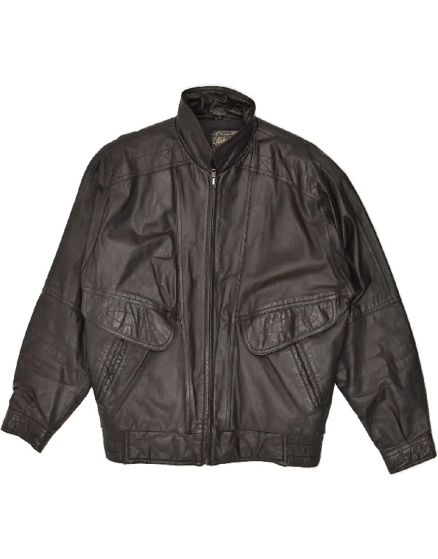 men's black jackets -ECHTES LEDER Mens Leather Jacket IT 48 Medium Black Leather