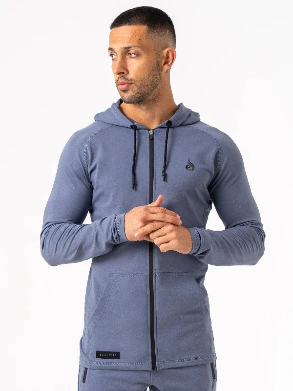 men's high-performance jackets -Endurance Zip Up Jacket - Denim Blue