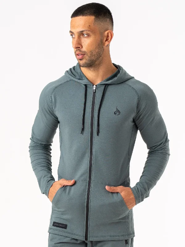 men's hooded jackets -Endurance Zip Up Jacket - Fern Green