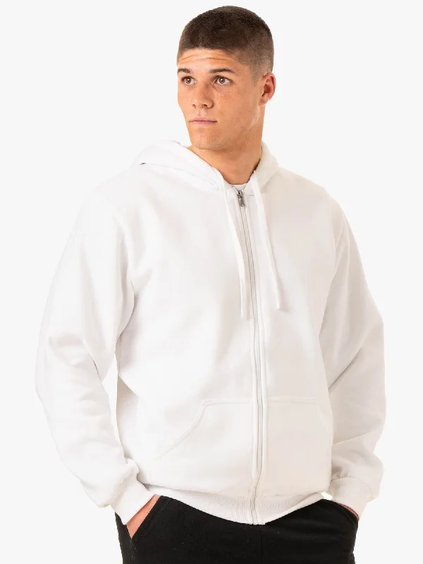 men's puffer jackets -Essential Zip Up Jacket - White