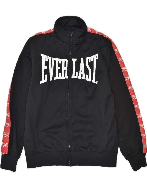 men's long jackets -EVERLAST Boys Graphic Tracksuit Top Jacket 11-12 Years Black Polyester