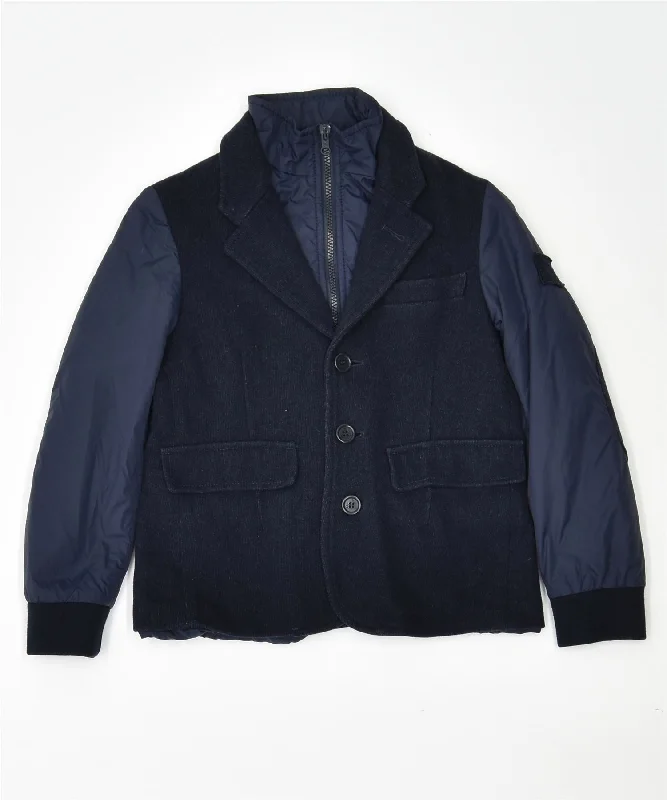 men's black jackets -FAY Boys 3 Button Blazer Jacket 7-8 Years Navy Blue Cotton