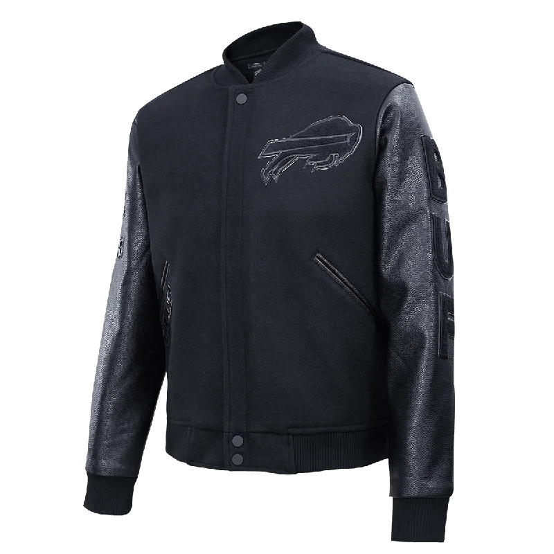 men's blazer jackets -NFL BUFFALO BILLS TRIPLE BLACK LOGO MEN'S VARSITY JACKET (TRIPLE BLACK)