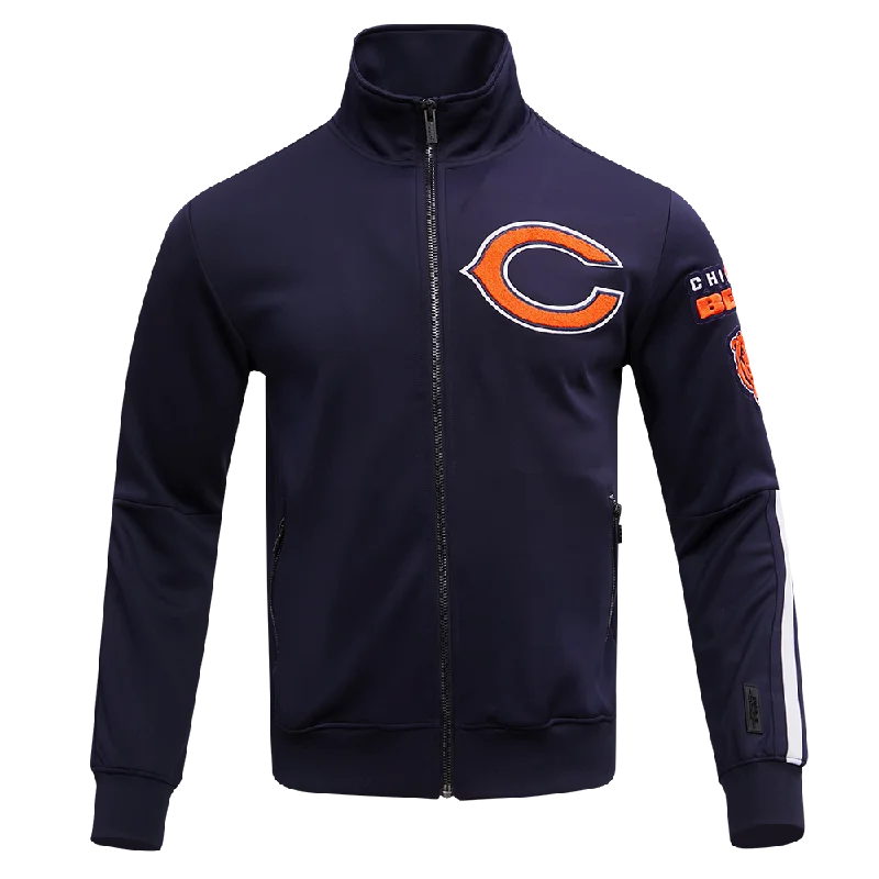 men's zippered windbreaker jackets -NFL CHICAGO BEARS CLASSIC MEN'S TRACK JACKET (MIDNIGHT NAVY)