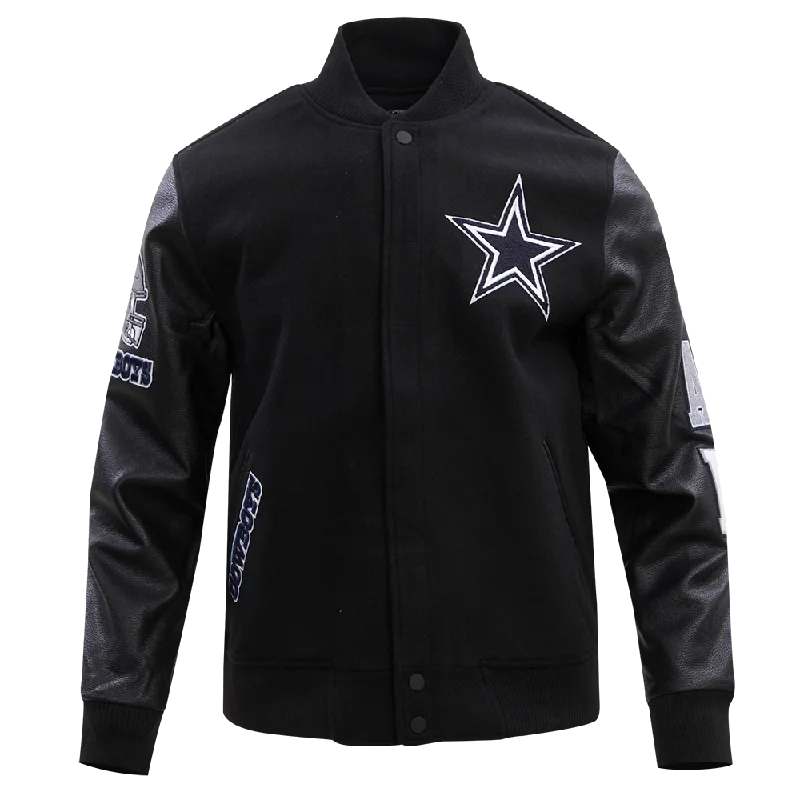 men's checked jackets -NFL DALLAS COWBOYS CLASSIC WOOL MEN'S VARSITY JACKET (BLACK)