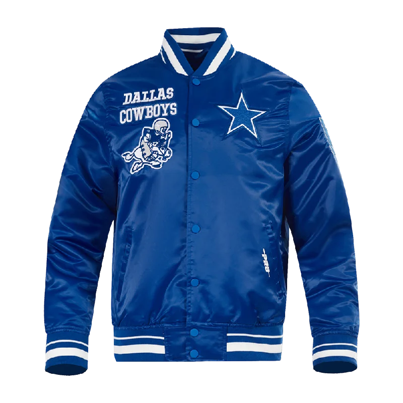 men's fleece-lined jackets -NFL DALLAS COWBOYS RETRO CLASSIC MEN'S RIB SATIN JACKET (DOGERS BLUE)