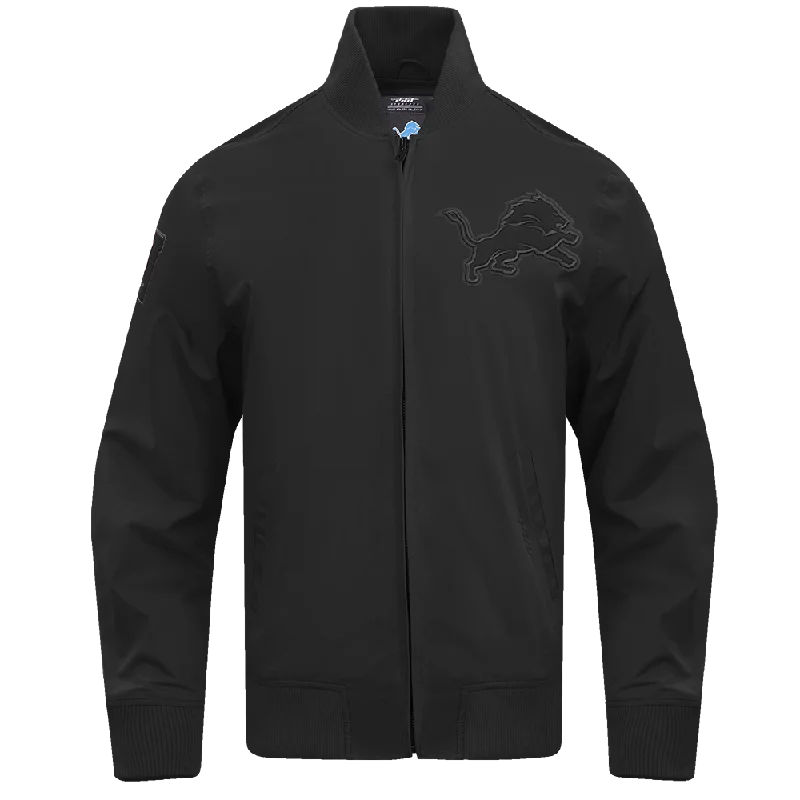 men's athletic fit jackets -NFL DETROIT LIONS NEUTRAL MEN'S TWILL JACKET (BLACK)