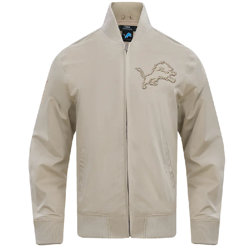 men's jacket for rainy weather -NFL DETROIT LIONS NEUTRAL TWILL JACKET (TAUPE)