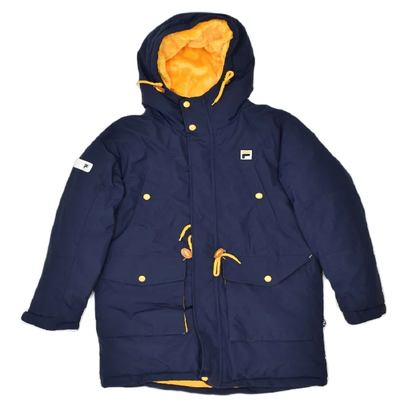 men's full zip jackets -FILA Boys Hooded Windbreaker Jacket 9-10 Years Navy Blue Nylon