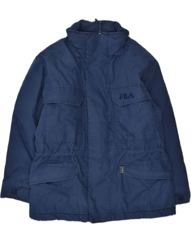 men's insulated snow jackets -FILA Boys Utility Jacket 9-10 Years Navy Blue Nylon