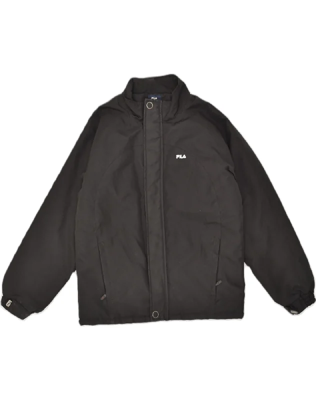 men's winter-ready jackets -FILA Boys Windbreaker Jacket 15-16 Years XL Black Polyester