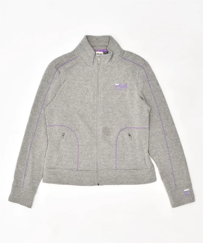 men's fleece-lined jackets -FILA Girls Tracksuit Top Jacket 13-14 Years Large Grey Polyester