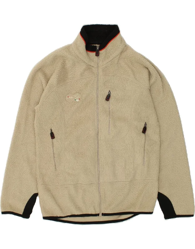 men's stylish rain jackets -FILA Mens Fleece Jacket UK 38 Medium Beige Polyester