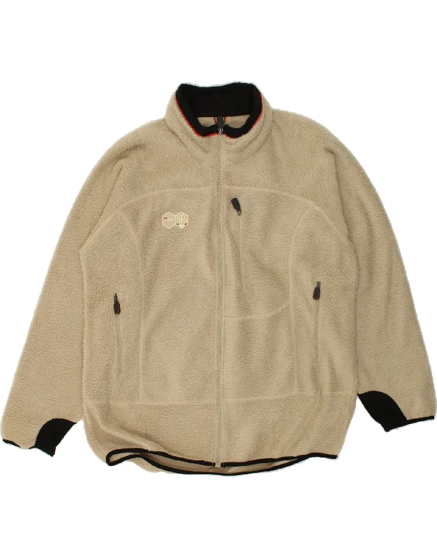 men's stylish jackets -FILA Mens Fleece Jacket UK 44 2XL Beige Polyester