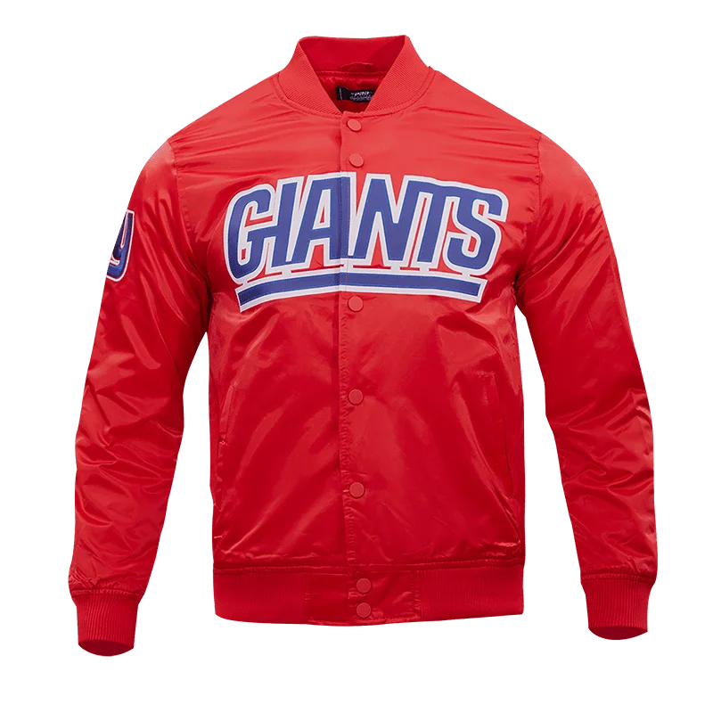 men's winter coat jackets -NFL NEW YORK GIANTS WORDMARK MEN'S SATIN JACKET (RED)