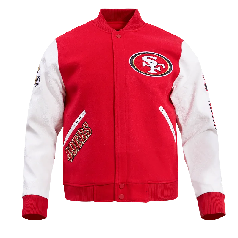 men's hooded jackets -NFL SAN FRANCISCO 49ERS CLASSIC WOOL VARSITY JACKET (RED/WHITE)