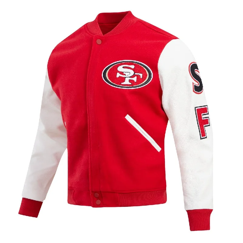 men's coat jackets for fall -NFL SAN FRANCISCO 49ERS CLASSIC WOOL MEN'S VARSITY JACKET (RED / WHITE)