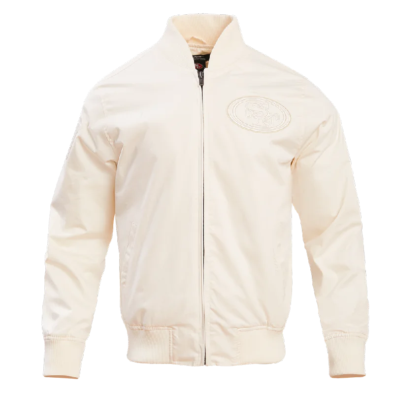 men's jacket for fall weather -NFL SAN FRANCISCO 49ERS NEUTRAL MEN'S TWILL JACKET (EGGSHELL)