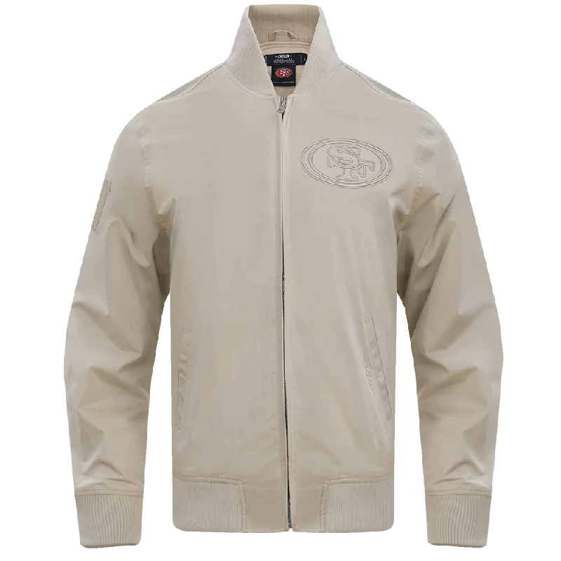 men's lightweight jackets -NFL SAN FRANCISCO 49ERS NEUTRAL TWILL JACKET (TAUPE)