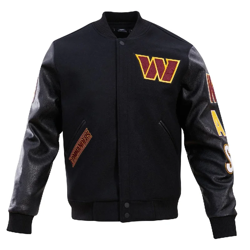 men's warm jackets -NFL WASHINGTON COMMANDERS CLASSIC WOOL MEN'S VARSITY JACKET (BLACK)