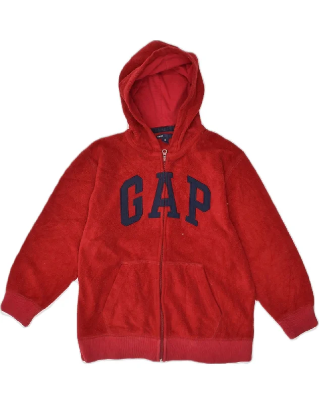 men's lightweight puffer jackets -GAP Boys Hooded Graphic Fleece Jacket 7-8 Years Medium Red Polyester