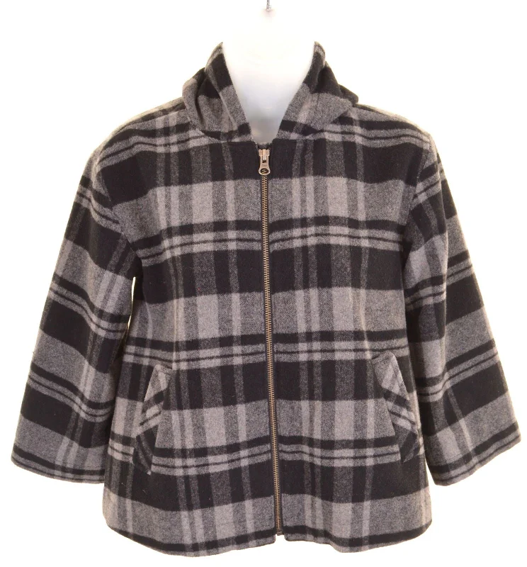 men's fleece jackets -GAP Girls Cape Jacket 12-13 Years XL Grey Check Polyester Regular