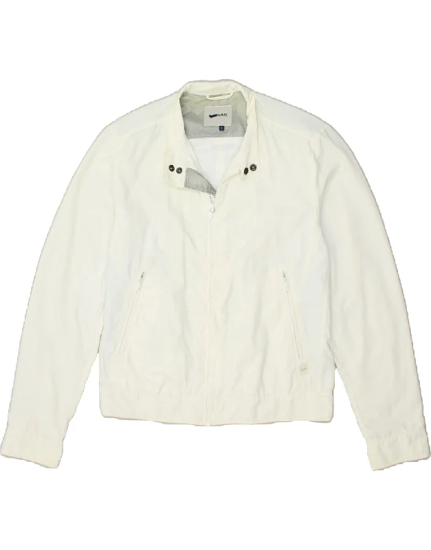 men's quilted jackets -GAS Mens Bomber Jacket UK 40 Large Off White Polyamide