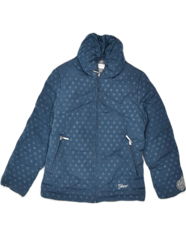 men's warm jackets -GEOX Girls Padded Jacket 5-6 Years Navy Blue Spotted Polyester