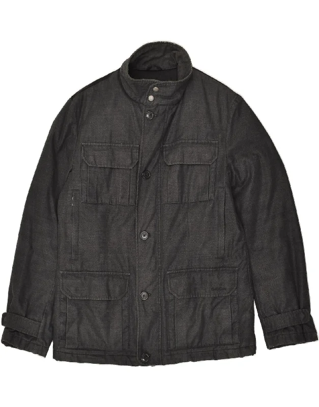 men's winter-ready jackets -GEOX Mens Utility Jacket UK 42 XL Black Cotton