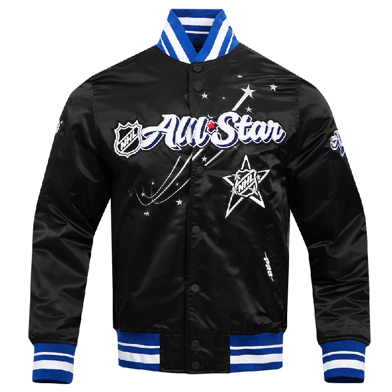 men's tailored jackets -NHL ALL STAR 2024 MEN'S RIB WOOL SATIN JACKET (BLACK/DODGER BLUE)