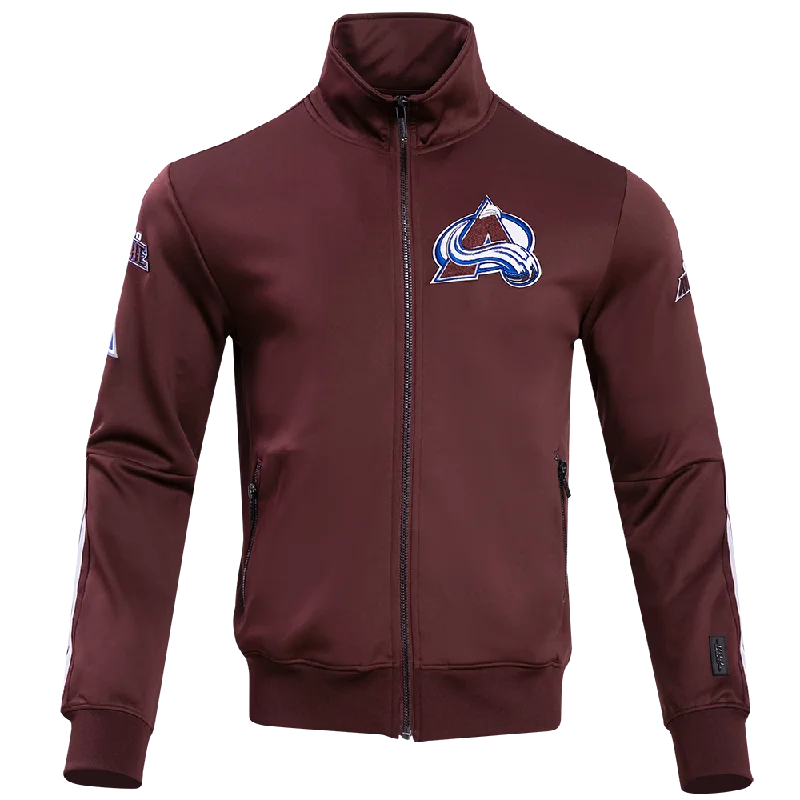 men's padded jackets -NHL COLORADO AVALANCHE CLASSIC CHENILLE MEN'S TRACK JACKET (WINE)