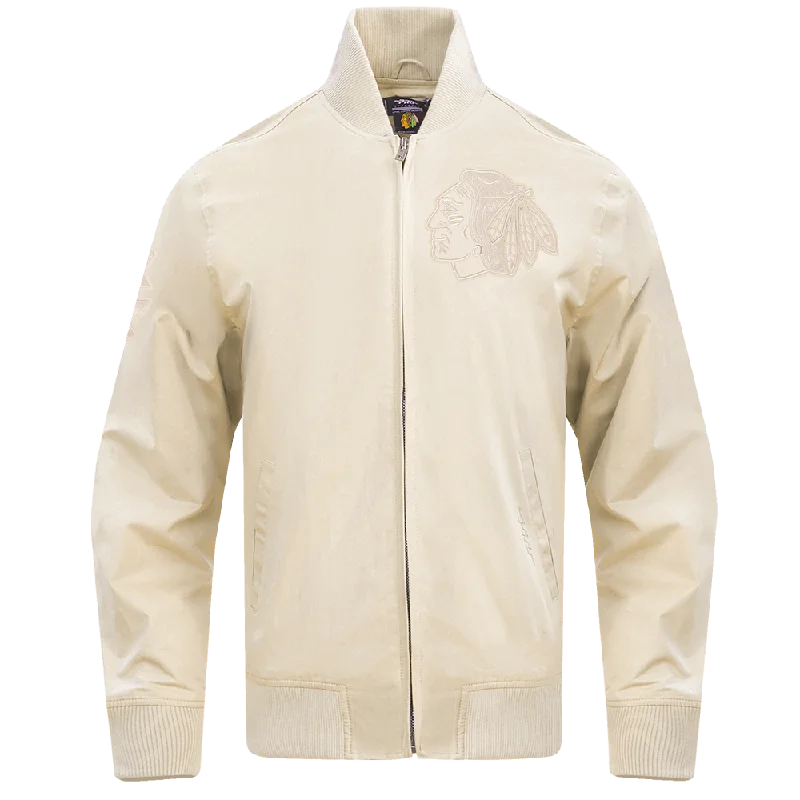 men's waterproof trench jackets -NHL CHICAGO BLACKHAWKS NEUTRAL TWILL JACKET (EGGSHELL)