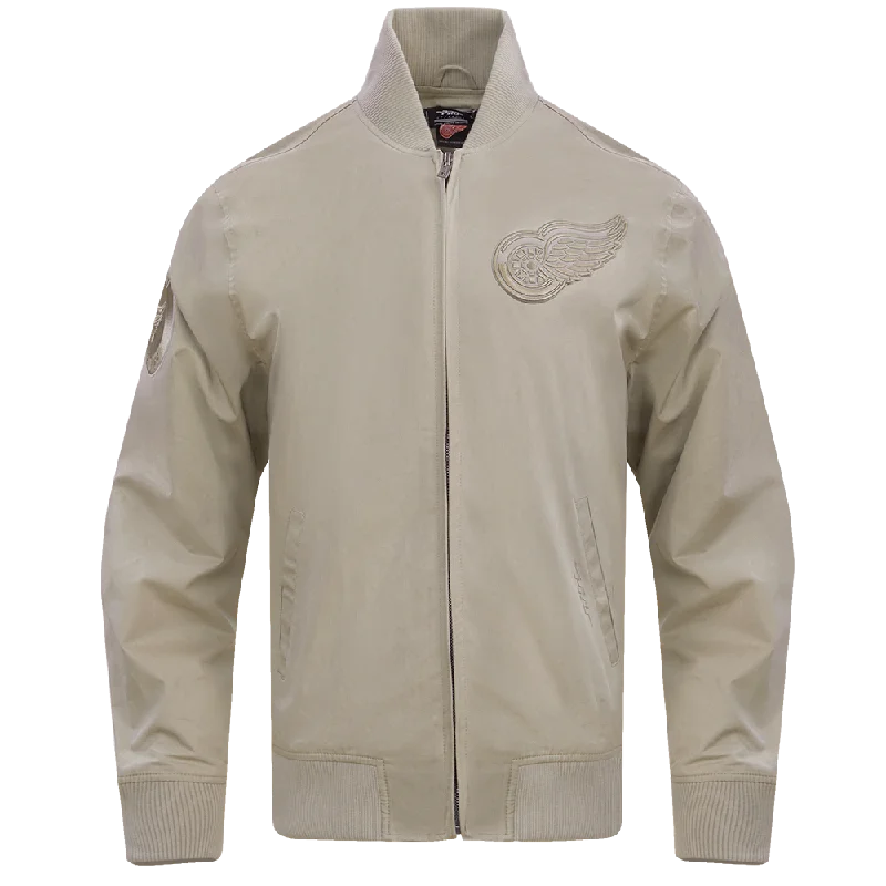 men's high-end jackets -NHL DETROIT RED WINGS NEUTRAL TWILL JACKET (TAUPE)